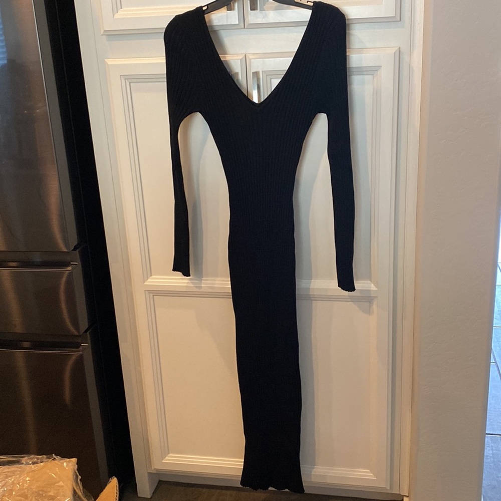 Private Label NWTO black ribbed bodycon dress